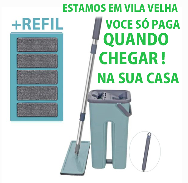 Mop Flat Tira Pó Multiuso Esfregão + 5 Refis Extras