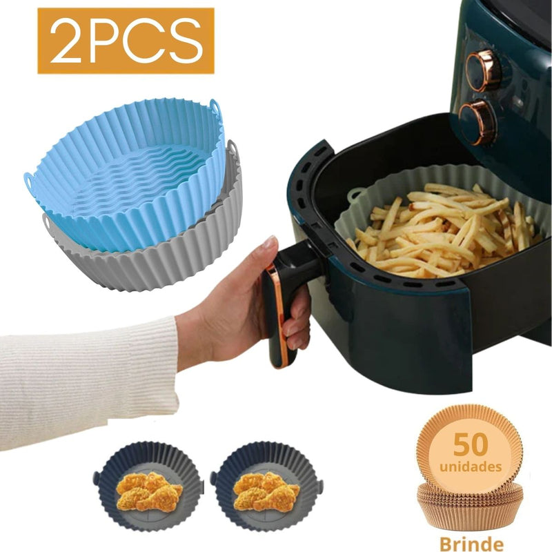 02UN Forma de Silicone para Air Fry + 50un descartável brinde + Frete Gratis