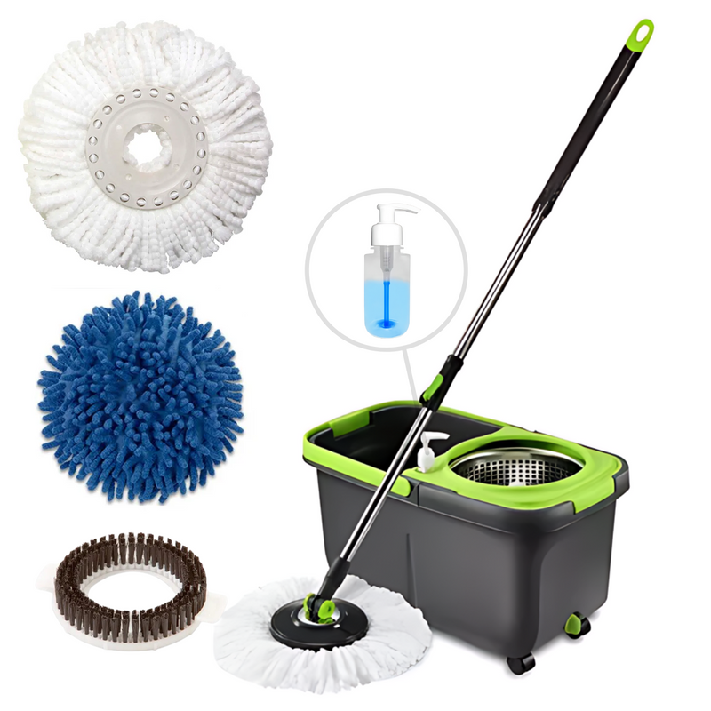 Mop Spin Pro 3 em 1 Mop Giratório Cesto Inox