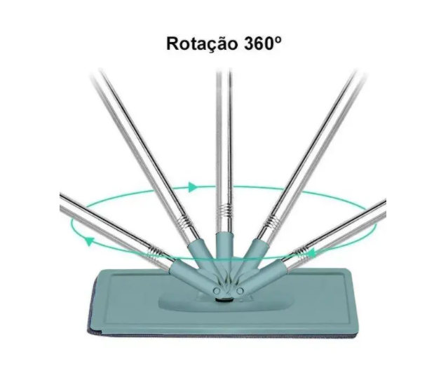 Mop Rodo Tira Po Esfregão Com 2 refis Balde Flat Wash And Dry + refil