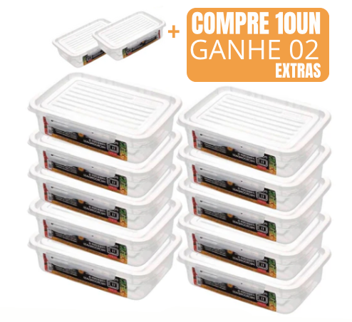 Jogo de potes kit Hermetico Alimentos Marmita Fit c/ Travas