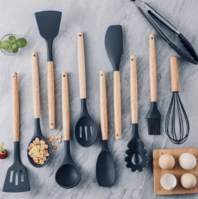 Kit Utensilios 12 De Cozinha Em Silicone Concha Espátula