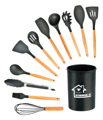 Kit Utensilios 12 De Cozinha Em Silicone Concha Espátula