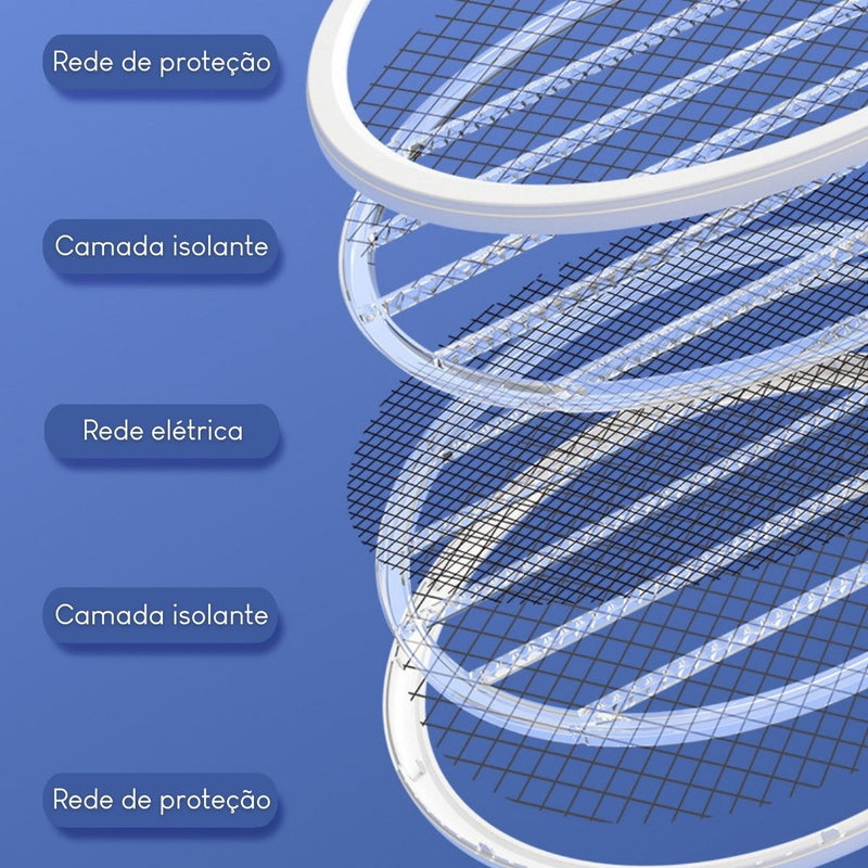 Raquete Eletrica Mata Mosquito Eletrico Insetos Recarregavel
