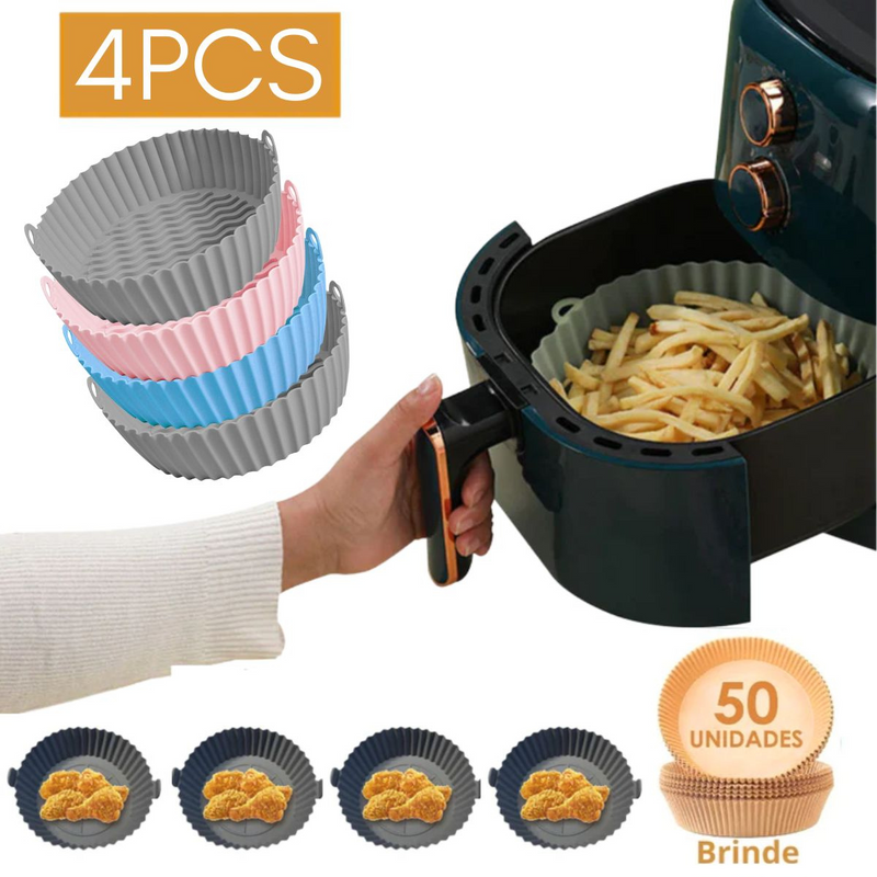 02UN Forma de Silicone para Air Fry + 50un descartável brinde + Frete Gratis